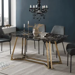 Artistiq Living Marmeren Eettafel|Rechte Eettafel|Eettafel Facundo Marmerlook, 160 x 90cm