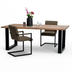 Eleonora Rechte Eettafel|Eettafel Felix Mangohout met staal, kleur Naturel