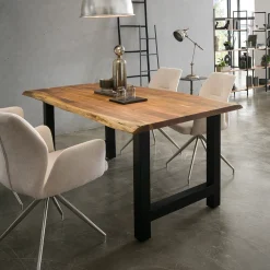 Artistiq Living Rechte Eettafel|Eettafel Karri Met H-poot, Acaciahout