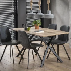LifestyleFurn Rechte Eettafel|Eettafel Lakia 3D-eikenlook, kleur naturel