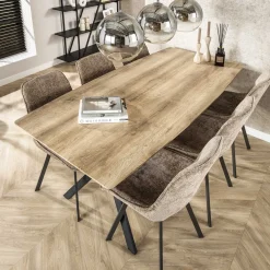 LifestyleFurn Rechte Eettafel|Eettafel Lakia 3D-eikenlook, kleur naturel