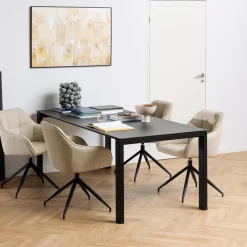 Bendt Rechte Eettafel|Eettafel Latandra Keramiek, 200 x 90cm, kleur Zwart