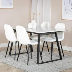 Nohr Marmeren Eettafel|Rechte Eettafel|Eettafel Lenton Marmer, 140 x 90cm, kleur Wit