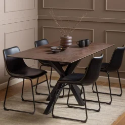 Bendt Rechte Eettafel|Eettafel Line Keramiek, kleur Bruin