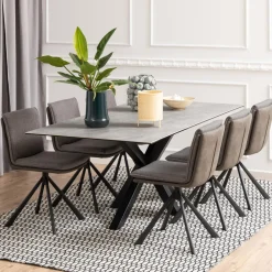 Bendt Rechte Eettafel|Eettafel Line Keramiek, kleur Grijs