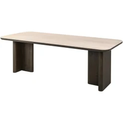 Richmond Interiors Travertin Eettafel|Rechte Eettafel|Eettafel Nando Travertin en eiken Bruin