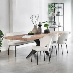 DTP Home Rechte Eettafel|Eettafel Newton Teakhout Bruin, Zwart