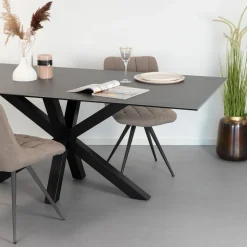 Sohome Rechte Eettafel|Eettafel Parker Keramiek, kleur Zwart