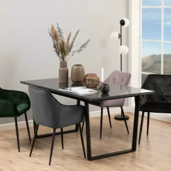 Bendt Marmeren Eettafel|Rechte Eettafel|Eettafel Per Marmerlook, 160 x 90cm, kleur Zwart