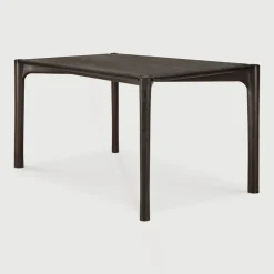 Ethnicraft Rechte Eettafel|Eettafel PI Gevernist Teakhout, kleur Donkerbruin