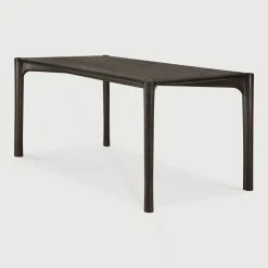 Ethnicraft Rechte Eettafel|Eettafel PI Gevernist Teakhout, kleur Donkerbruin