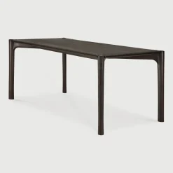 Ethnicraft Rechte Eettafel|Eettafel PI Gevernist Teakhout, kleur Donkerbruin