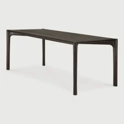 Ethnicraft Rechte Eettafel|Eettafel PI Gevernist Teakhout, kleur Donkerbruin