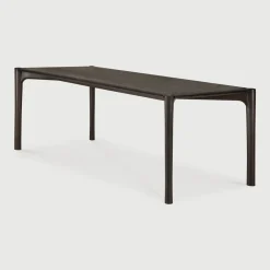 Ethnicraft Rechte Eettafel|Eettafel PI Gevernist Teakhout, kleur Donkerbruin