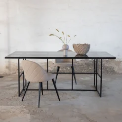 Nohr Rechte Eettafel|Eettafel Shamyra Glas, 200 x 90cm Zwart