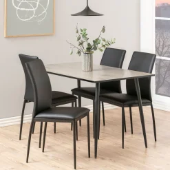 Bendt Rechte Eettafel|Eettafel Siena 120 x 80cm, kleur Whitewash Eiken