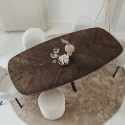 Tower Living Ovale Eettafel|Eettafel Silvi Deens ovaal, Mangohout, kleur Bruin