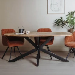 Tower Living Ovale Eettafel|Eettafel Silvi Deens ovaal, Mangohout, kleur Naturel