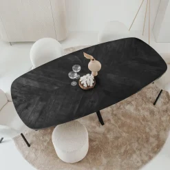 Tower Living Ovale Eettafel|Eettafel Silvi Deens ovaal, Mangohout, kleur Zwart