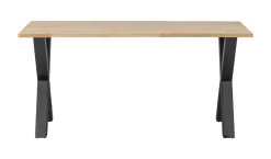 WOOOD Rechte Eettafel|Eettafel Tablo met X-poot Onbehandeld