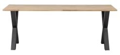 WOOOD Rechte Eettafel|Eettafel Tablo met X-poot Onbehandeld