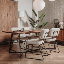 Tower Living Rechte Eettafel|Eettafel Taviano Sheeshamhout