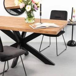 Sohome Rechte Eettafel|Eettafel Yannick Spider Mangohout met staal
