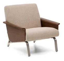 Kave Home Fauteuil Stof / Textiel|Fauteuil Amsen Stof en eiken