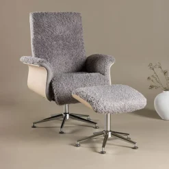 Nohr Fauteuil Stof / Textiel|Fauteuil Bouclé / Teddy|Fauteuil Arnoldo Met voetenbank, Faux Fur