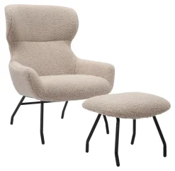 Artistiq Living Fauteuil Stof / Textiel|Fauteuil Bouclé / Teddy|Fauteuil Ashten Met hocker, Teddy