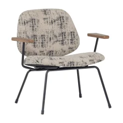 WOOOD Fauteuil Stof / Textiel|Fauteuil Aure Chenille, kleur Beige/Zwart