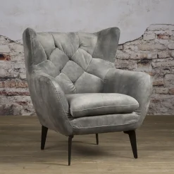 Tower Living Fauteuil Stof / Textiel|Fauteuil Velvet / Fluweel|Fauteuil Bomba Grijs