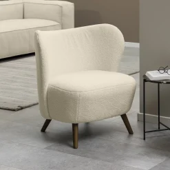 Bendt Fauteuil Stof / Textiel|Fauteuil Bouclé / Teddy|Fauteuil Bram Teddy, kleur Crème Cru00e8me