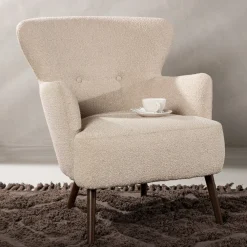 Nohr Fauteuil Stof / Textiel|Fauteuil Bouclé / Teddy|Fauteuil Cerrissa Bouclé, kleur Beige