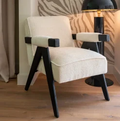 Richmond Interiors Fauteuil Stof / Textiel|Fauteuil Cooper Chenille, kleur Beige Wit