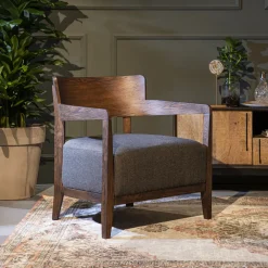 Dutchbone Fauteuil Stof / Textiel|Fauteuil Duran, kleur Grijs