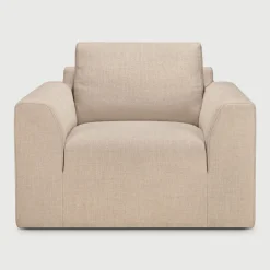 Ethnicraft Fauteuil Stof / Textiel|Fauteuil Ease Structuurstof, kleur Leche