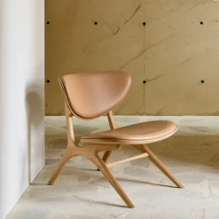 Ethnicraft Fauteuil Leer / Kunstleer|Fauteuil Eye Gevernist Eikenhout en leder, kleur Naturel