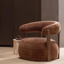 WOOOD Fauteuil Stof / Textiel|Fauteuil Foon 3D structuurstof en hout