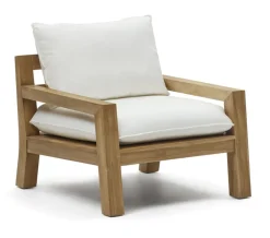 Kave Home Loungestoelen|Fauteuil Stof / Textiel|Fauteuil Forcanera Teakhout Wit
