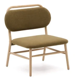 Kave Home Fauteuil Stof / Textiel|Fauteuil Helda Chenille en eikenhout