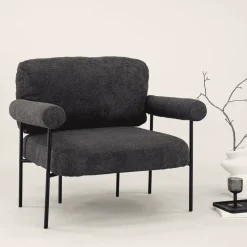 Nohr Fauteuil Stof / Textiel|Fauteuil Bouclé / Teddy|Fauteuil Jaquis Bouclé, kleur Donkergrijs