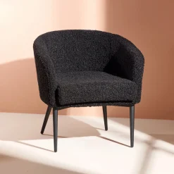 Nohr Fauteuil Stof / Textiel|Fauteuil Bouclé / Teddy|Fauteuil Jennilee Teddy, kleur Zwart