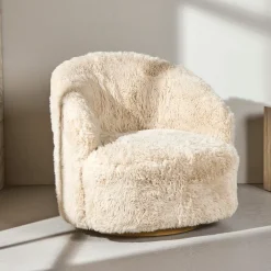 Nohr Fauteuil Stof / Textiel|Fauteuil Bouclé / Teddy|Fauteuil Kriselda Fake Fur, kleur Beige