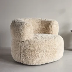 Nohr Fauteuil Stof / Textiel|Fauteuil Bouclé / Teddy|Fauteuil Kyanne Fake fur, kleur Off White
