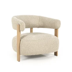 Eleonora Fauteuil Stof / Textiel|Fauteuil Bouclé / Teddy|Fauteuil Lola Bouclé en eikenhout