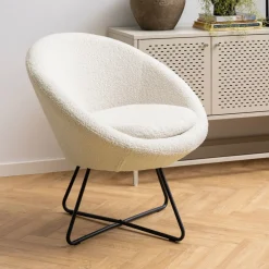 Bendt Fauteuil Stof / Textiel|Fauteuil Bouclé / Teddy|Fauteuil Lærke Teddy, kleur Beige