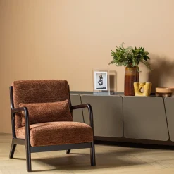 WOOOD Fauteuil Stof / Textiel|Fauteuil Mark Chenille, kleur Bruin