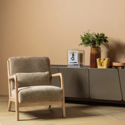 WOOOD Fauteuil Stof / Textiel|Fauteuil Mark Chenille, kleur Zand
