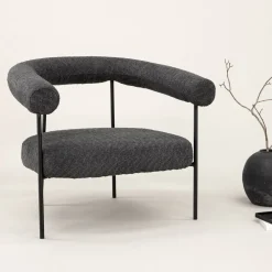 Nohr Fauteuil Stof / Textiel|Fauteuil Bouclé / Teddy|Fauteuil Mattheu Bouclé, kleur Donkergrijs